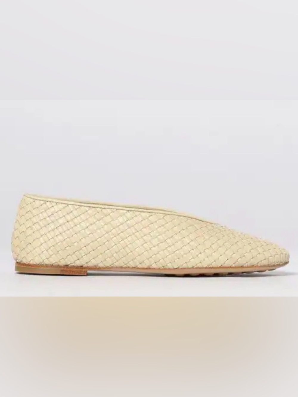 Bottega Veneta Cream Woven Ballet Flat